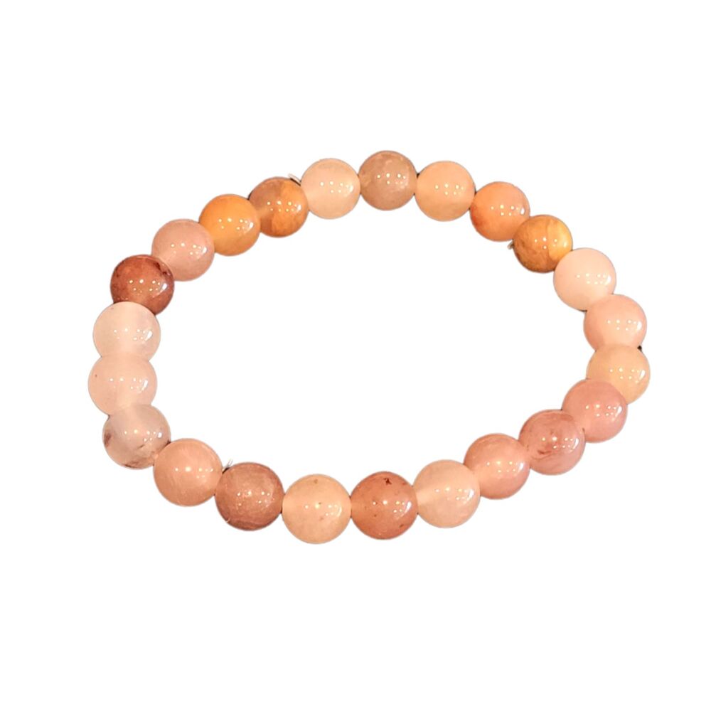 8mm Natural Stone Round Bead Agate & Quartz Mixed Stone Beaded Stretch Bracelet